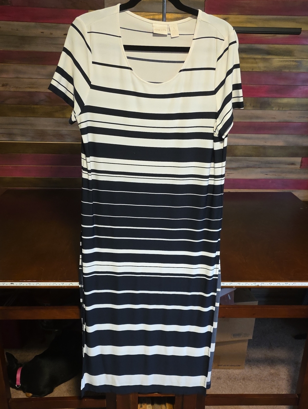 Chico's Navy and White Striped Tunic Dress